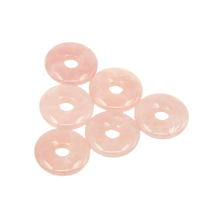 

Natural Rose Quartz Donut pendant 30mm Loose Gemstone For pink crystal Pendant Necklace Accessories Jewelry MakingBulk crystal