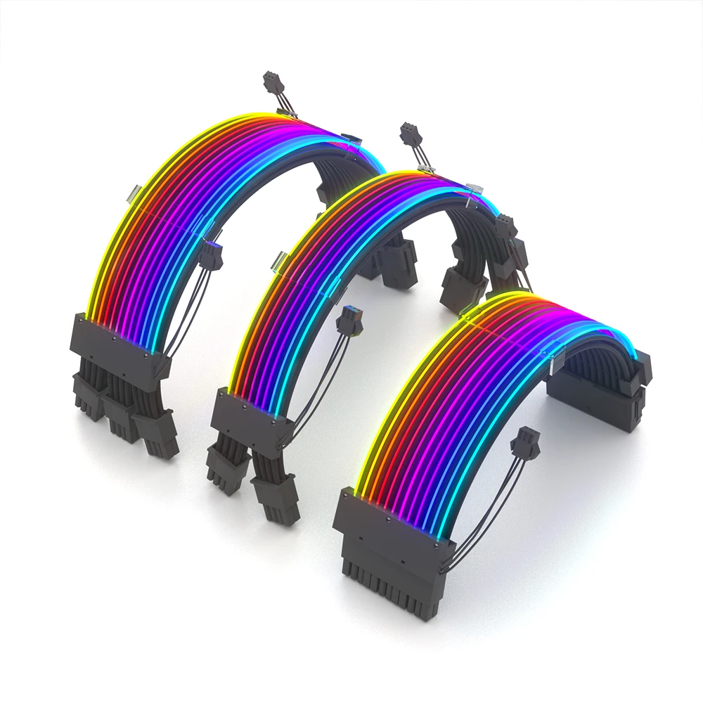 

Customized OEM PC Case extension cable 24 2*8 3*8 Pin Multicolour RGB Cables PSU GPU PC Gaming Hardware Gaming Computer Case PC