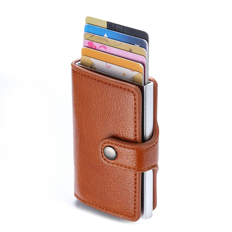 

2020 New Fashion Button Wallet RFID Blocking Wallet Pop-Up Security Card Case