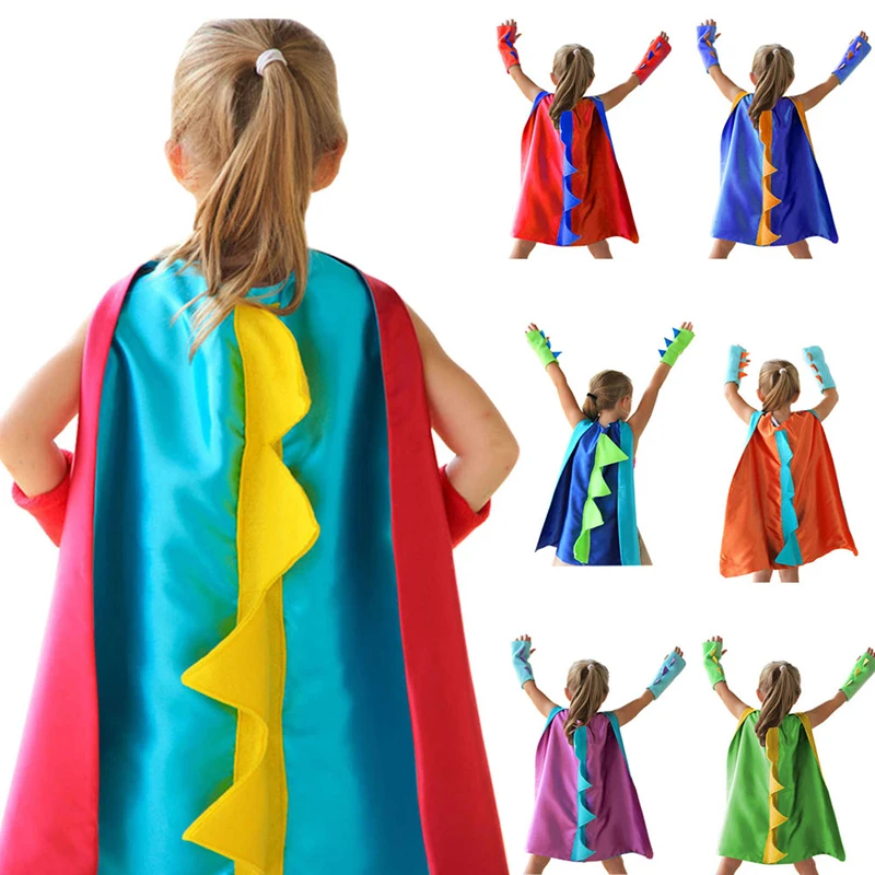 

Kids Boy Girl Children's Dinosaur Cloak Halloween Party Kid Cosplay Birthday Children's Day Performance Costume for Aged 3-8, 8 colors