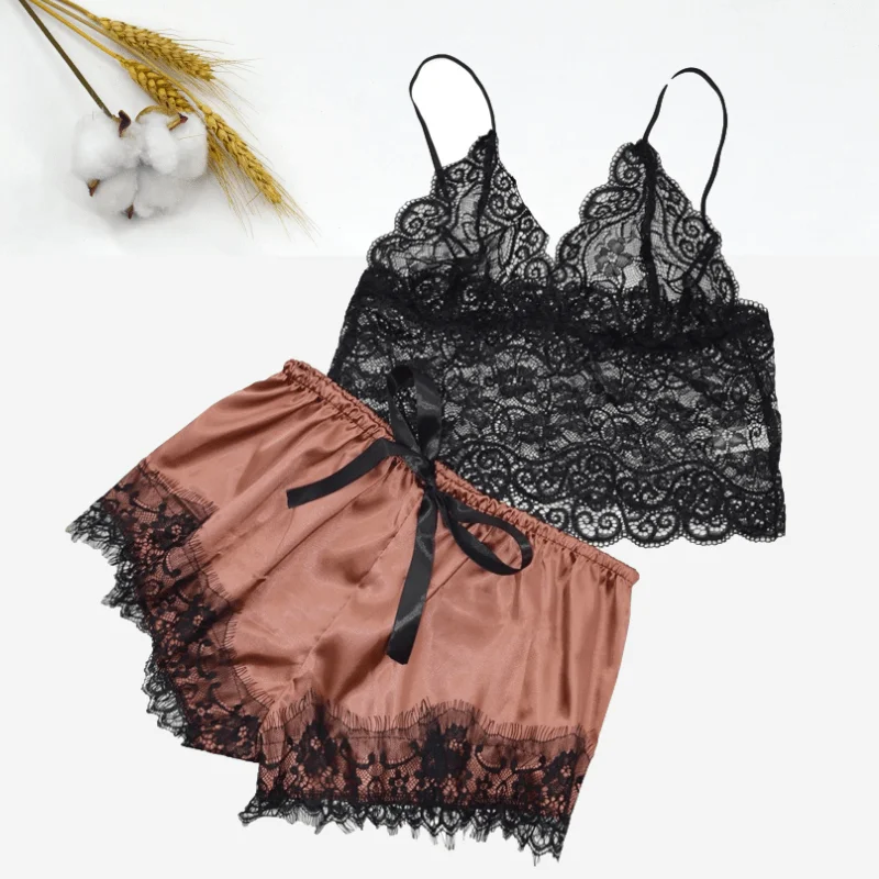 

Wholesale lenceria lingerie-sexy hot transparent lace 2pcs sexy lingerie women, 7 colors