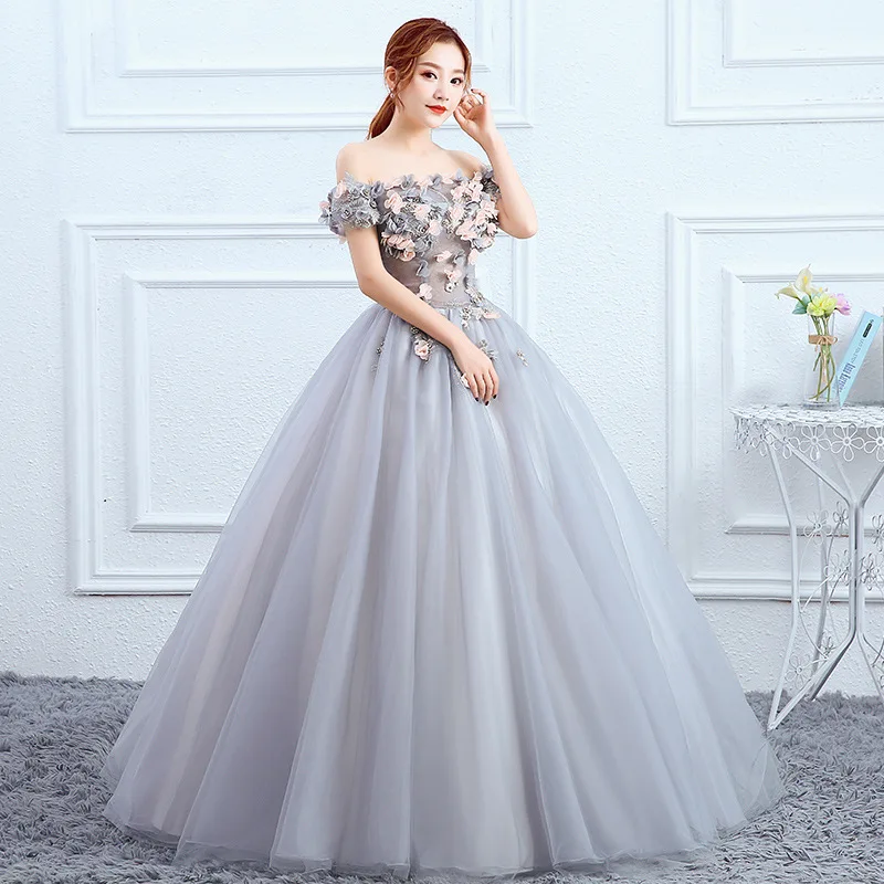 New Female Long Color Yarn Studio Bridal Banquet Host Evening Gown Performance Test Dress Peng Skirt