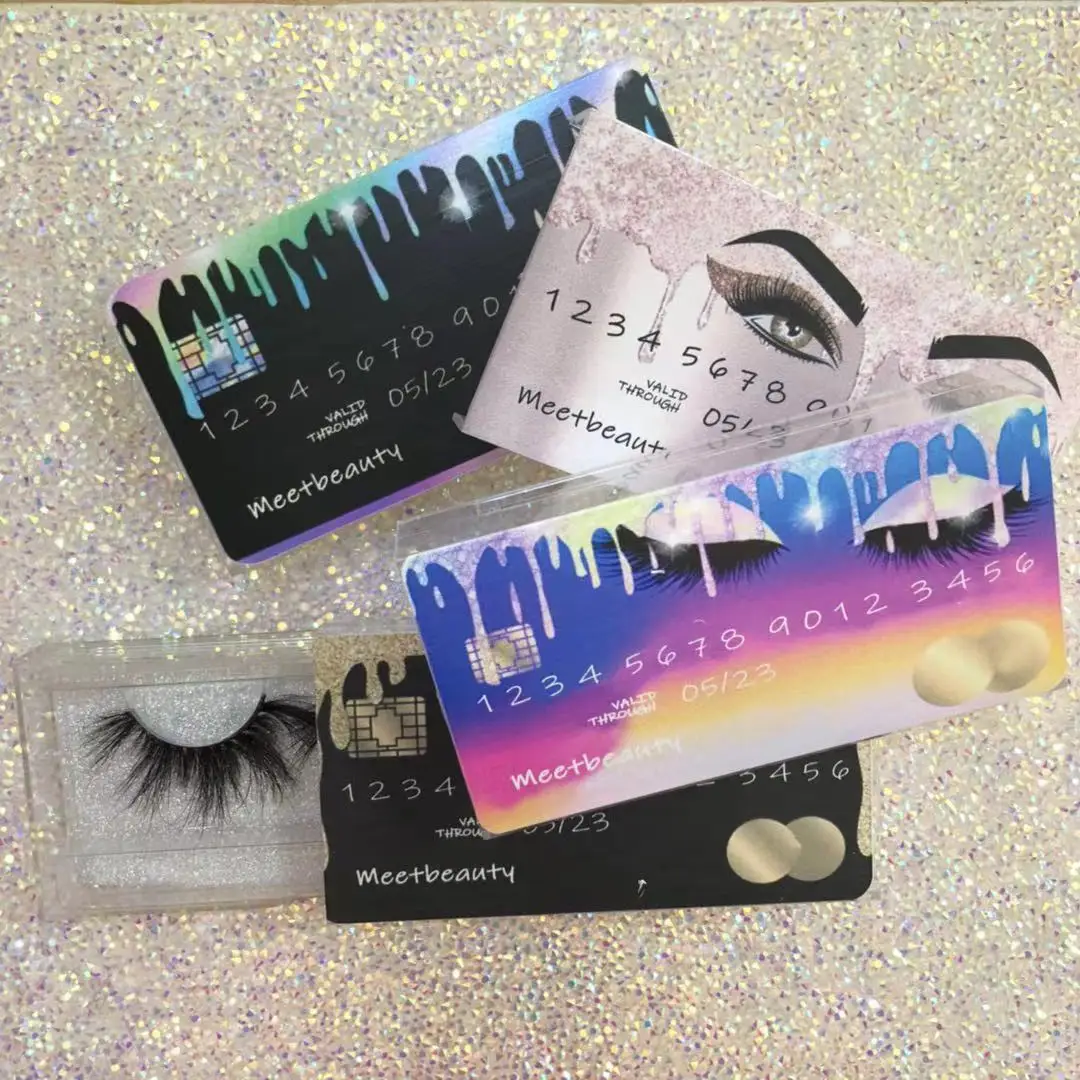 

2021 CREDIT CARD BOX with custom logo private label NEW LASHES CASE for 100% real fur luxury eyelash, Black