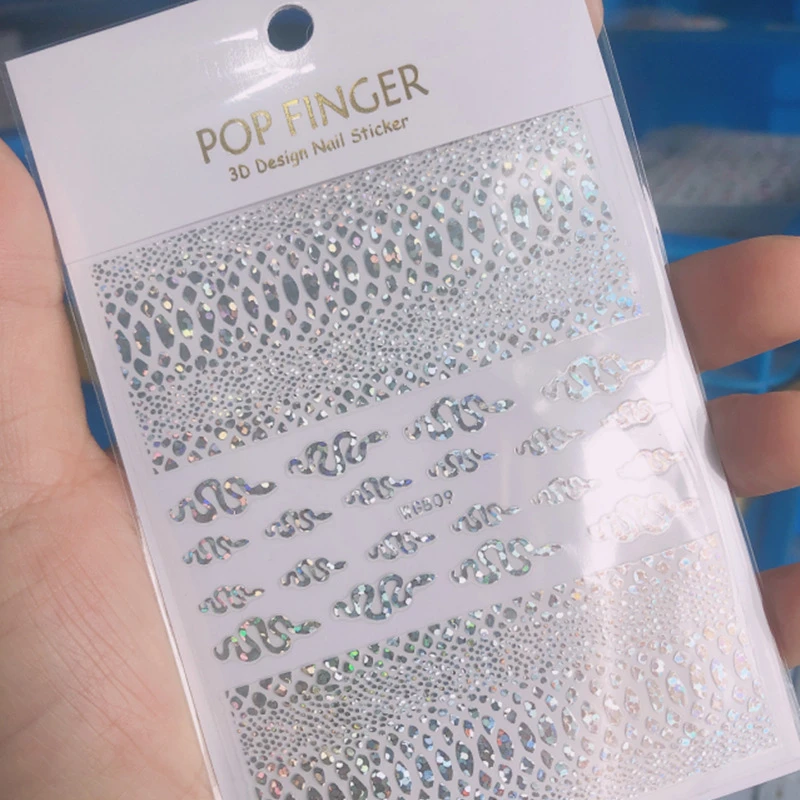 

WG809 Laser Gold Silver Snake Skin Nail Sticker Nail Art Designs for Wholesale