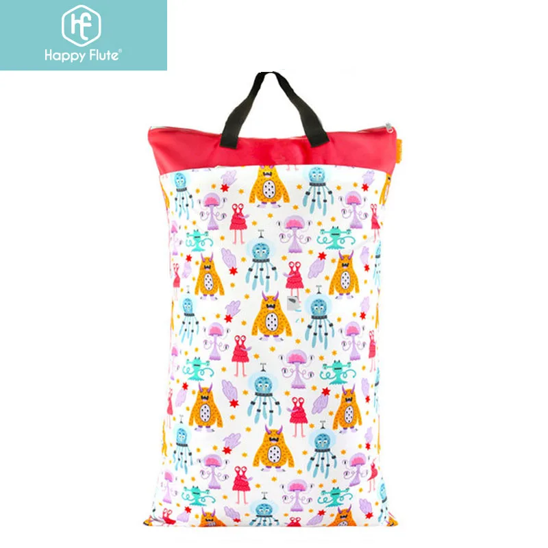 

Happy flute Multifunctional Baby Diaper Organizer Reusable Waterproof Fashion Prints Wet/Dry Bag Mummy Storage Bag Travel Nappy, Customized colors