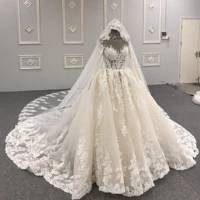 

BaiYi luxury wedding party dresses bling bling crystal long sleeve bridal gown wedding dress