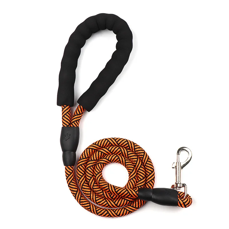 

FREE SHIPPING Highly Strong Reflective Round Sponge Comfortable Handle Nylon Rope Pet Dog Leash with Comfortable Padded Handle, Blue, black, orange, green, pink