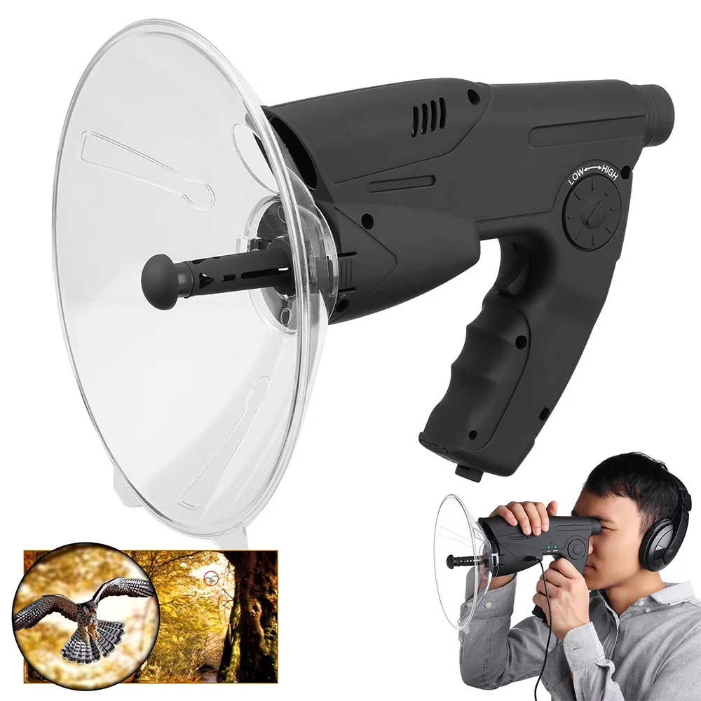 

New Telescope Parabolic Microphone Monocular X8 Long Range Spy Birds Listening 100M/can Record 60 Second