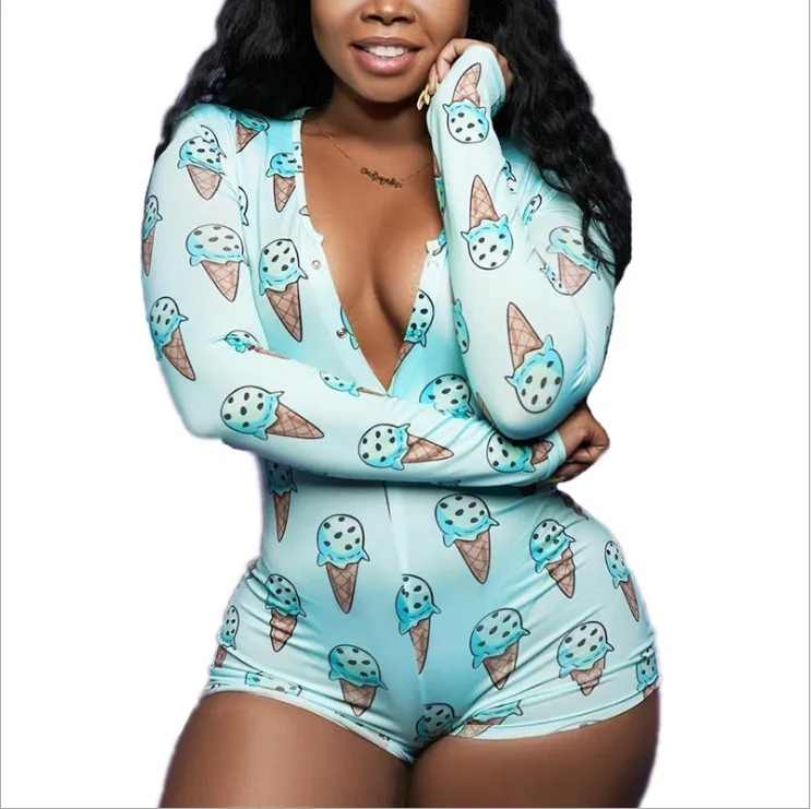 

Ladies Long Sleeve Jumpsuit Romper Sexy Sleepwear One-piece Pajamas For Women, Customized color