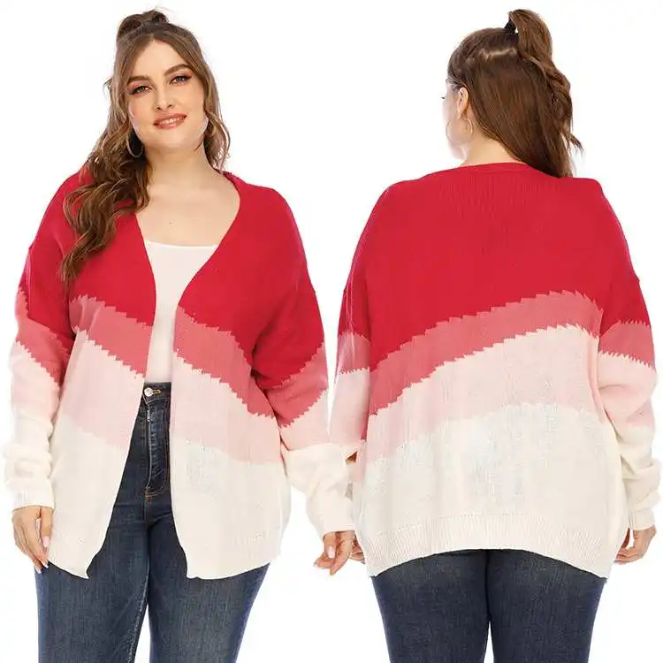 

Winter fall style women's red knitted cardigan plus size sweaters