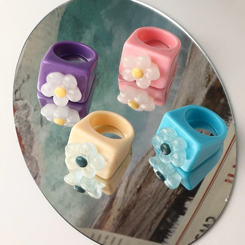 

New Design Summer Flower Resin Ring Jewelry, Colors
