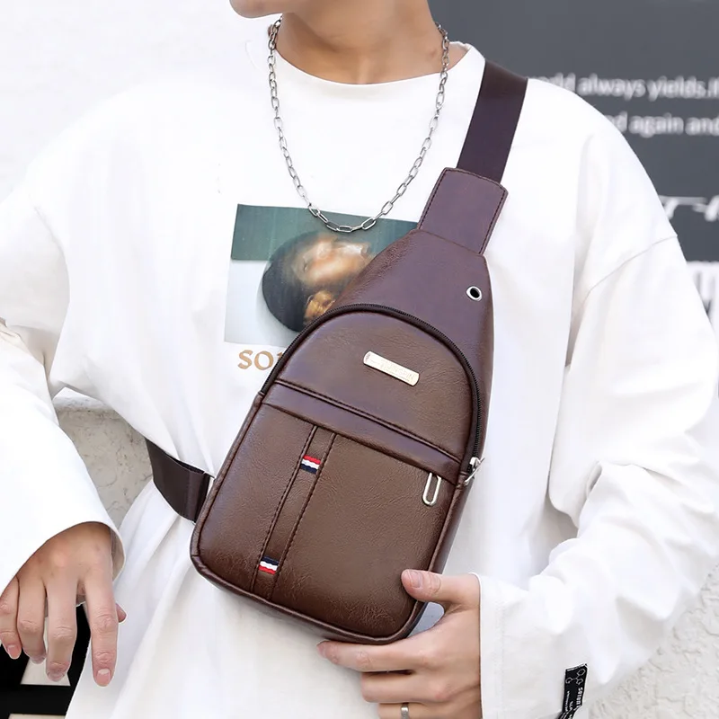 

Men's chest bag custom outdoor leisure messenger bag pu business travel backpack anti-theft chest bag shoulder