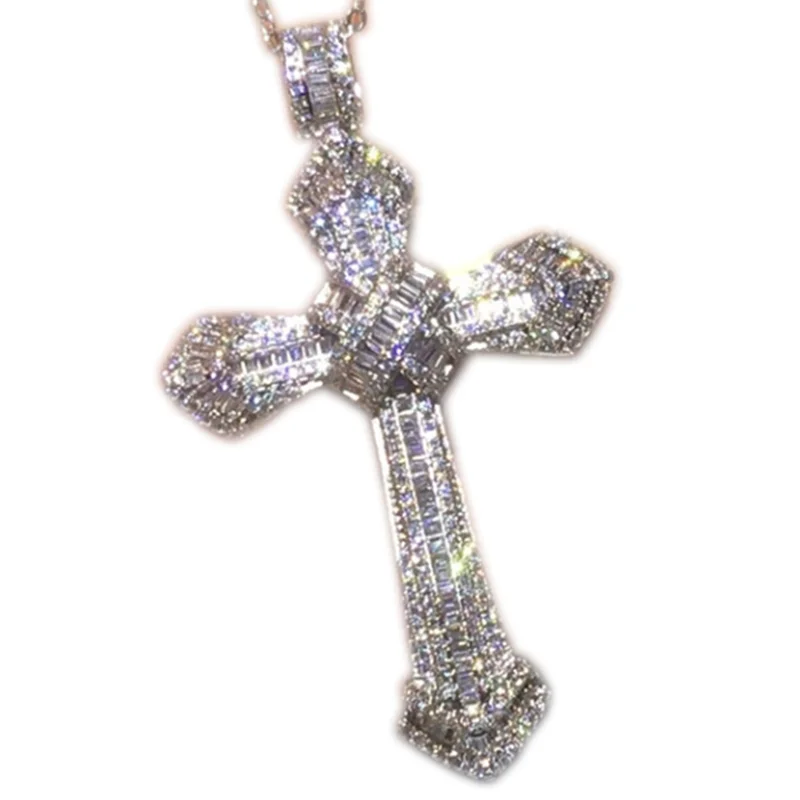 

Explosive wholesale hip-hop men's sparkling luxury jewelry Hua cross necklace pendant