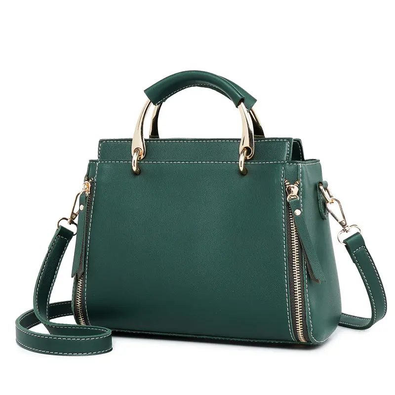 

Guanzhou factory directly sale pu material solid color zipper decorate customize logo hand bag for women
