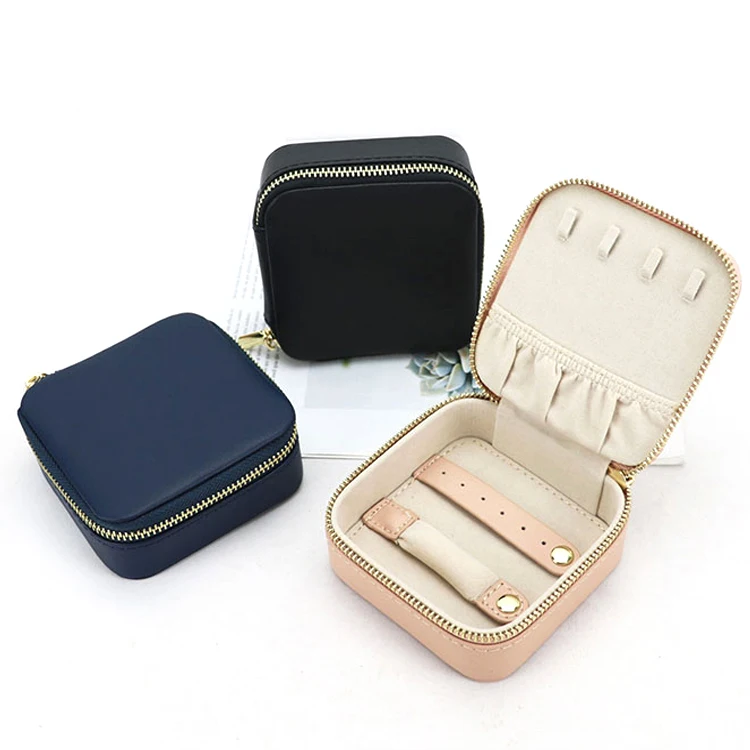 

New Portable Travel Jewelry Box Genuine Cow Leather Necklace Small Jewelry Box