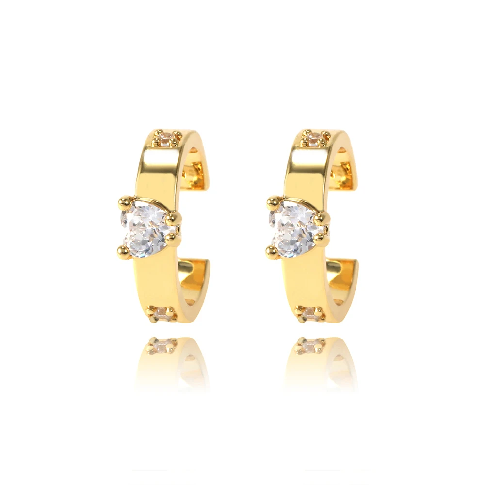 

heart cz cuff earrings gold plated ear cuff stainless steel