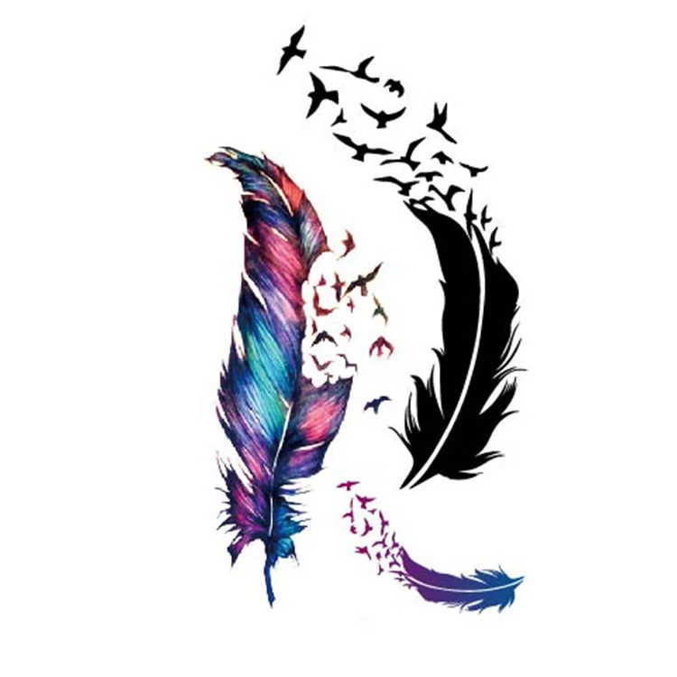 

Special Price Fashion colorful plumage Water Transfer Tattoo Sticker, Cmyk