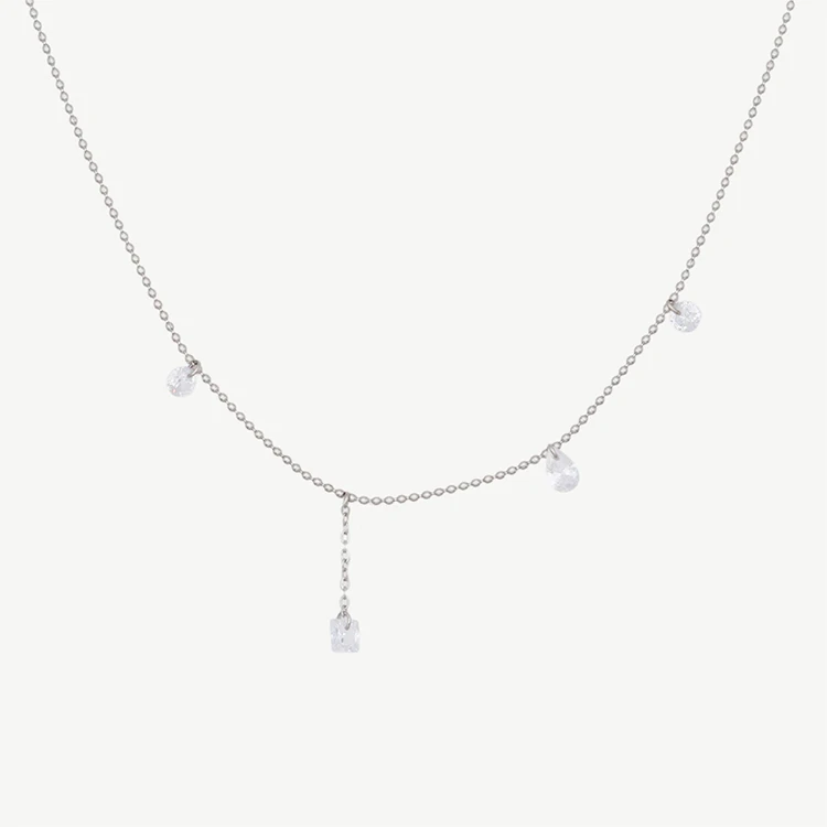 

Chris April 316L stainless steel lucky best wishes silver zircon pendant jewelry choker collarbone charm necklaces