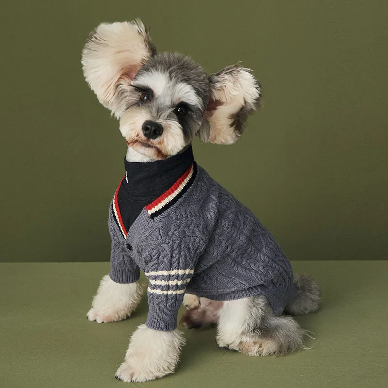 

Wholesale Fall Warm Sweater Winter Pet Puppy Dog Wear Knitwear Clothes Dog Hoodies Sweater, Gray,white