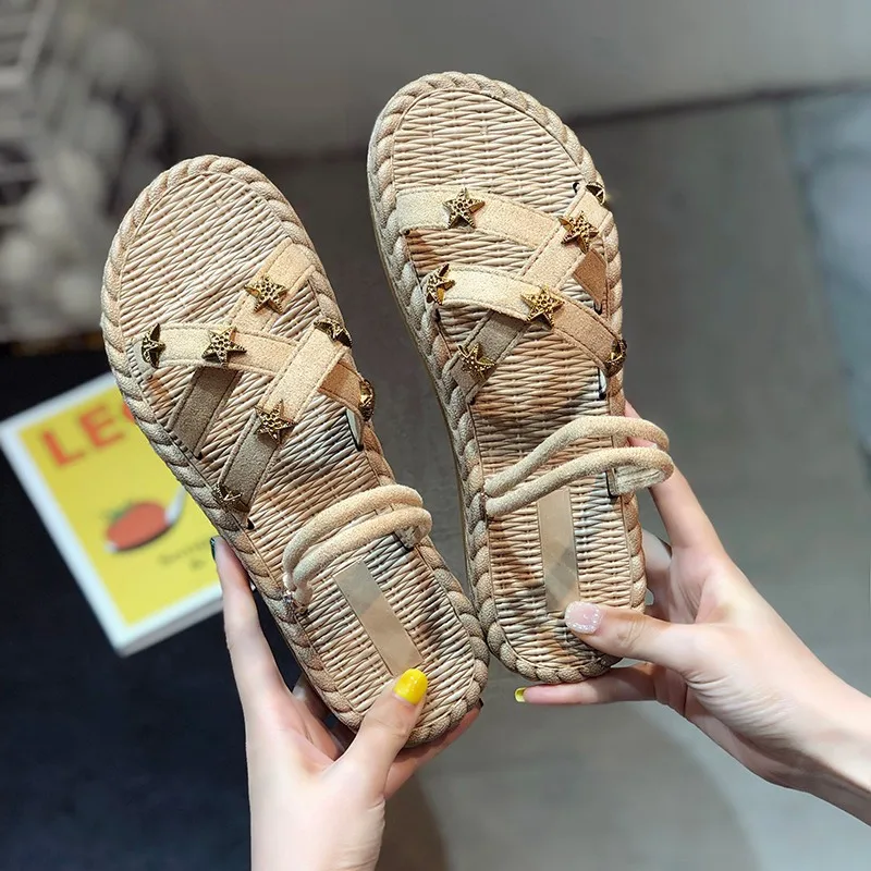 

casual flat shoe for lady round toe shoes fashion sandals 2021 women beach slipper for woman slippers casual breathable sandals