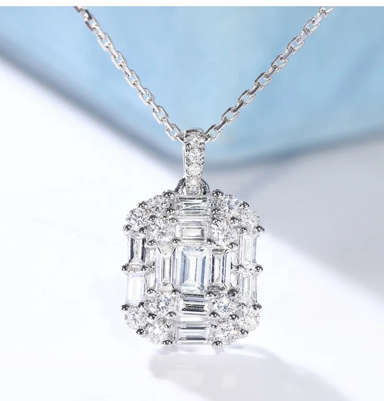 

Square shape baguette cubic zirconia wedding engagement band bridal gift necklace