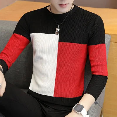 

Casual Men's Sweater O-Neck Striped Slim Fit Knitwear 2021 Autumn Mens Sweaters Pullovers Pullover Men Pull Homme