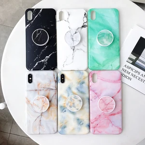 Marble TPU Ring Holder Phone Case iPhone Samsung