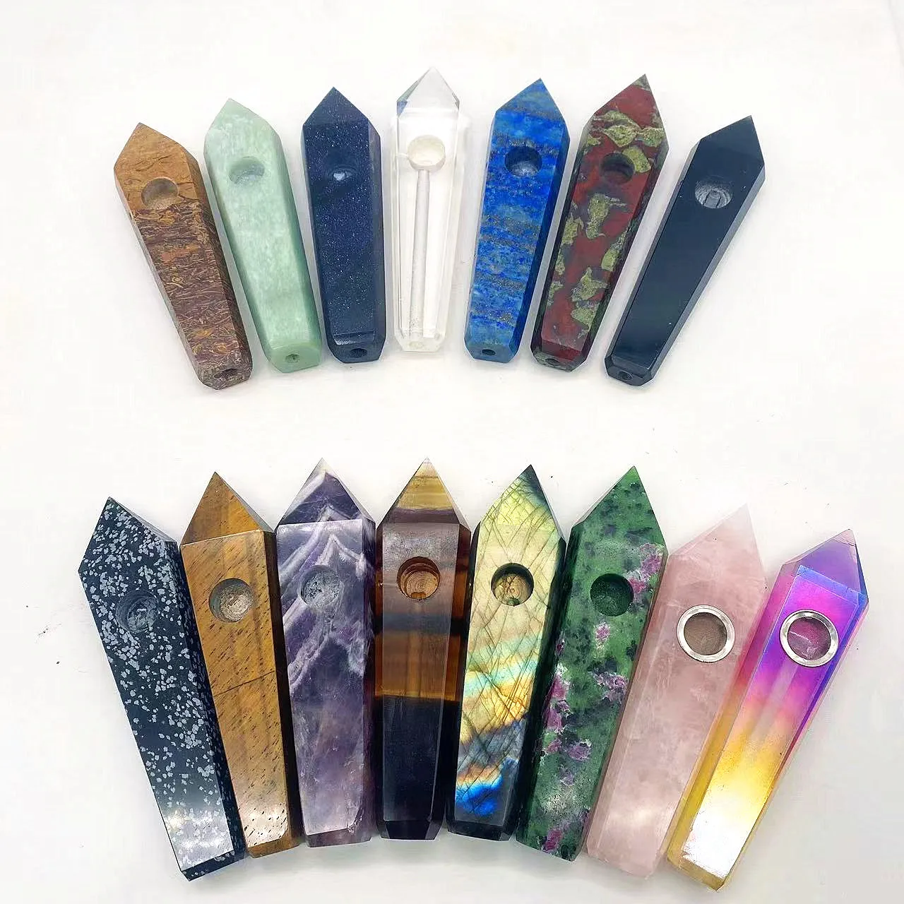 

Natural stones crystal smoking pipes quartz Weed Tobacco Pipe With Metal Filter Smoking accessories for sale, Picture