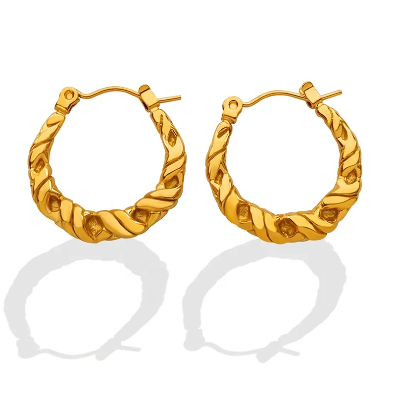 

2023 Hot Selling Trendy Geometric Titanium Steel Gold Plated Twist Earrings Jewelry