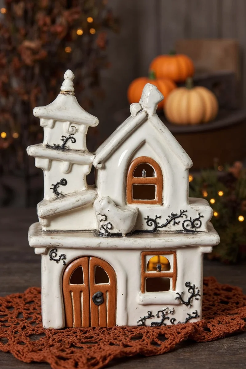 Whimsy Lane Haunted Teacup ceramic house