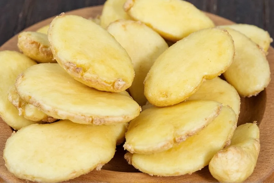 Close-up comparison of peeled versus unpeeled ginger showing texture differences