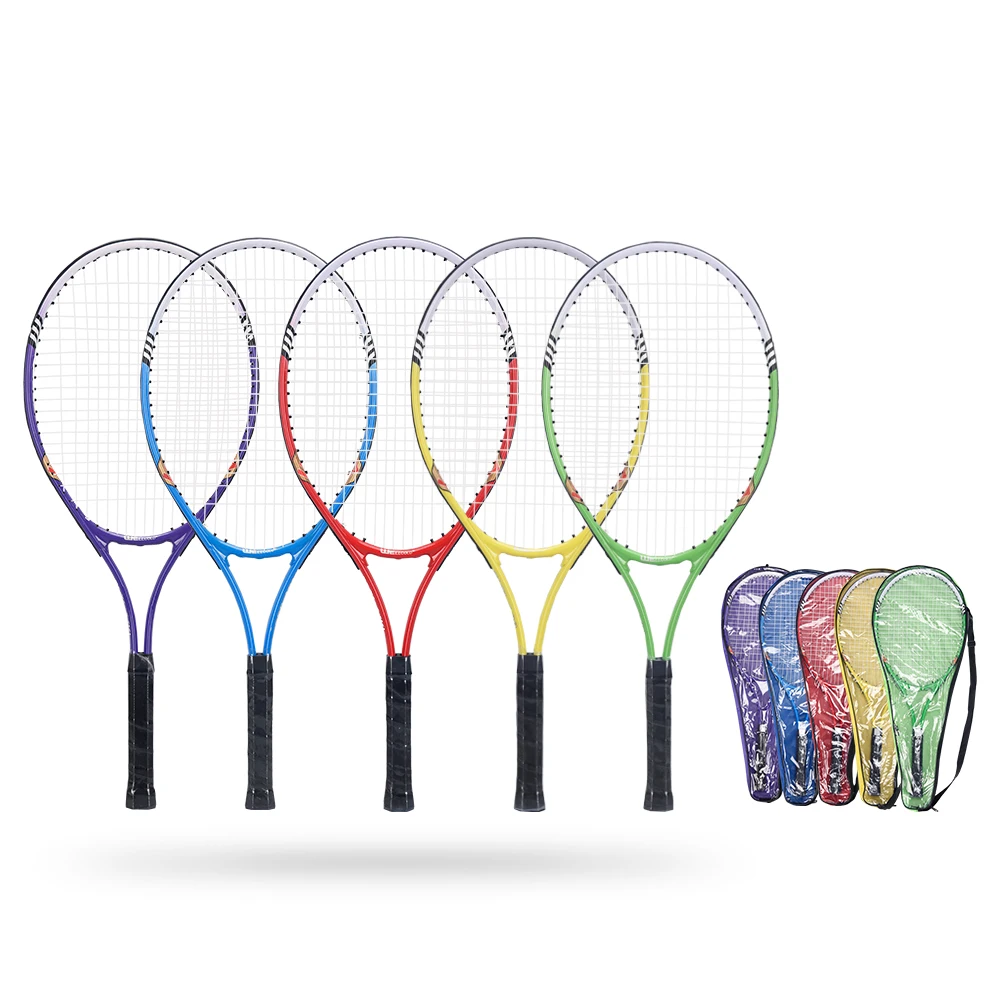 

Hot sale super light weight cheap tennis racket,custom design aluminium alloy tennis racket, Blue/red/yellow/green/purple