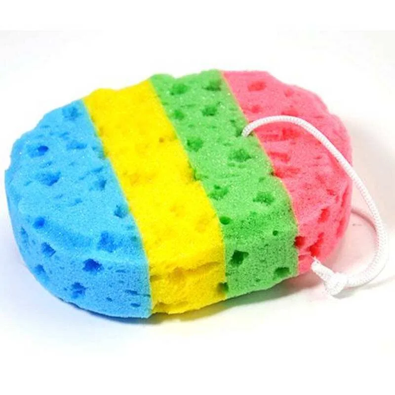 

BEAUFLY High Quality Rainbow Color Soft Bath Sponge Oval Shower Scrubber Exfoliating Sponge, Customized color