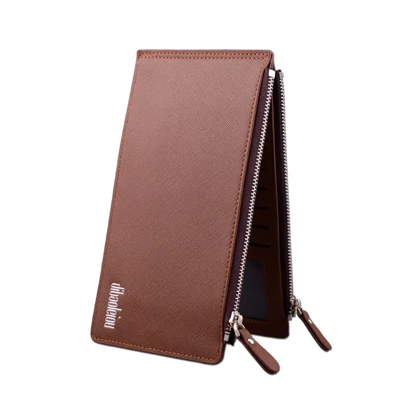 

YS-W112 Hot sale simple long zipper key fob protector business mens slim passport folder card wallet