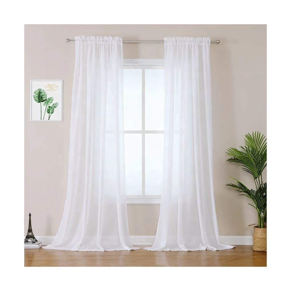 

European Luxury White Curtain Sheers OWENIE New Arrival Light Ready Made White Sheer Curtain for the Living Room