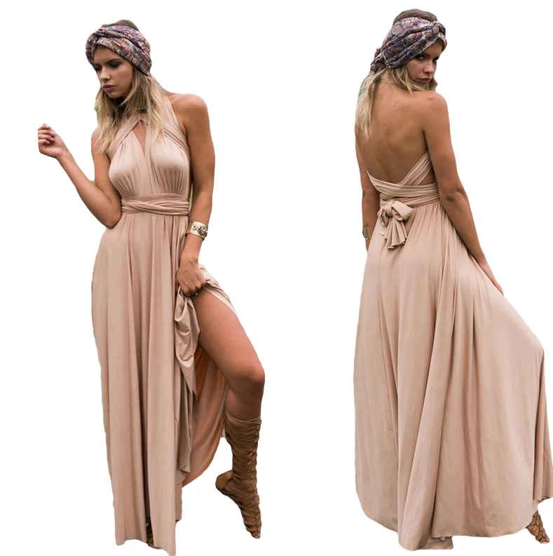 

LWSexy Multiway Wrap Convertible Boho Maxi Club Bandage Party Bridesmaids Long Women Dress Bundle, As picture or customized make