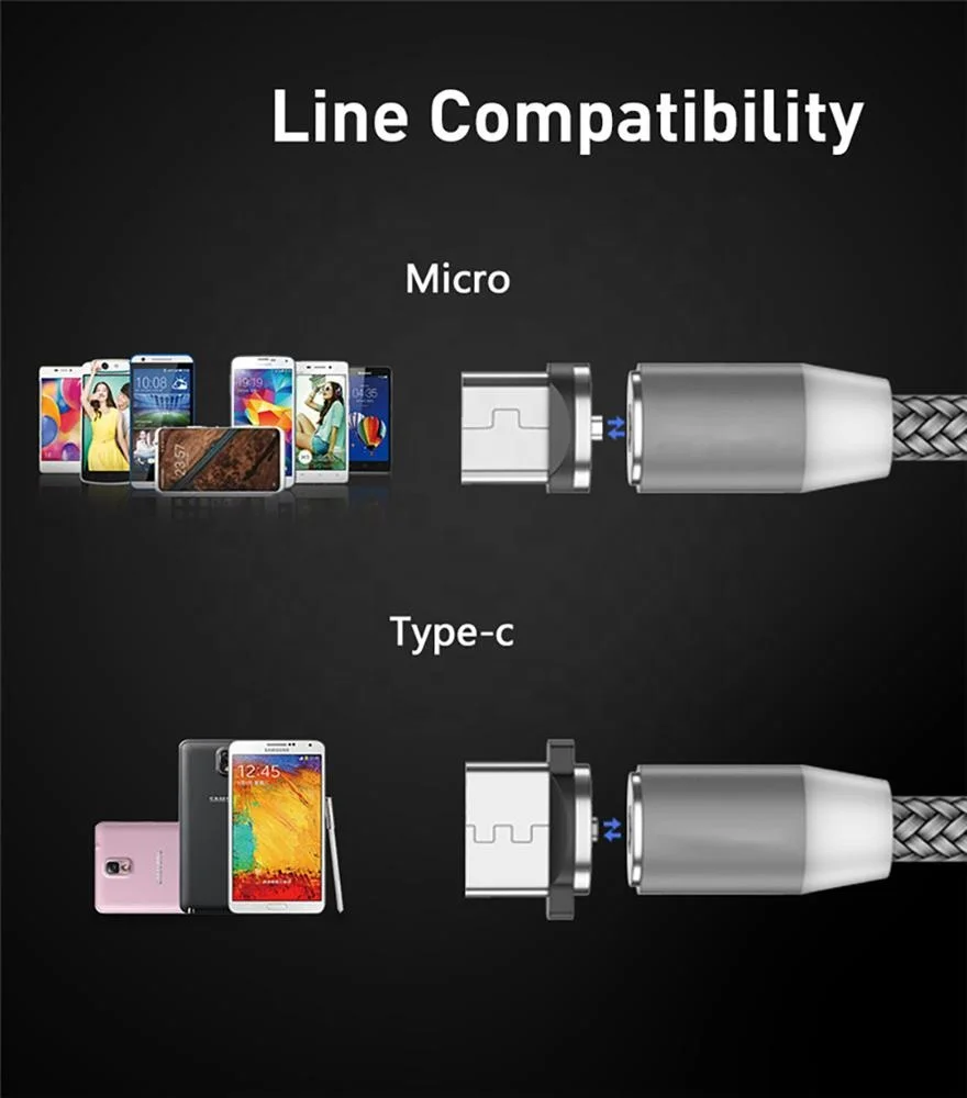 
1M 2M Fast Charging Mobile Phone USB Cord Type C Cable Magnet Charger Data Charge Micro USB Cable Magnetic USB Cable 
