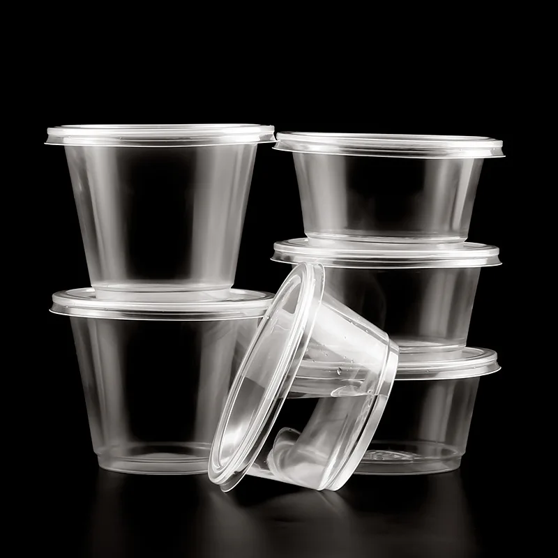 

Transparent 5 Oz Disposable Round Food Grade Plastic PP Microwave Safe Leakproof Take Away Soup Containers With Lids