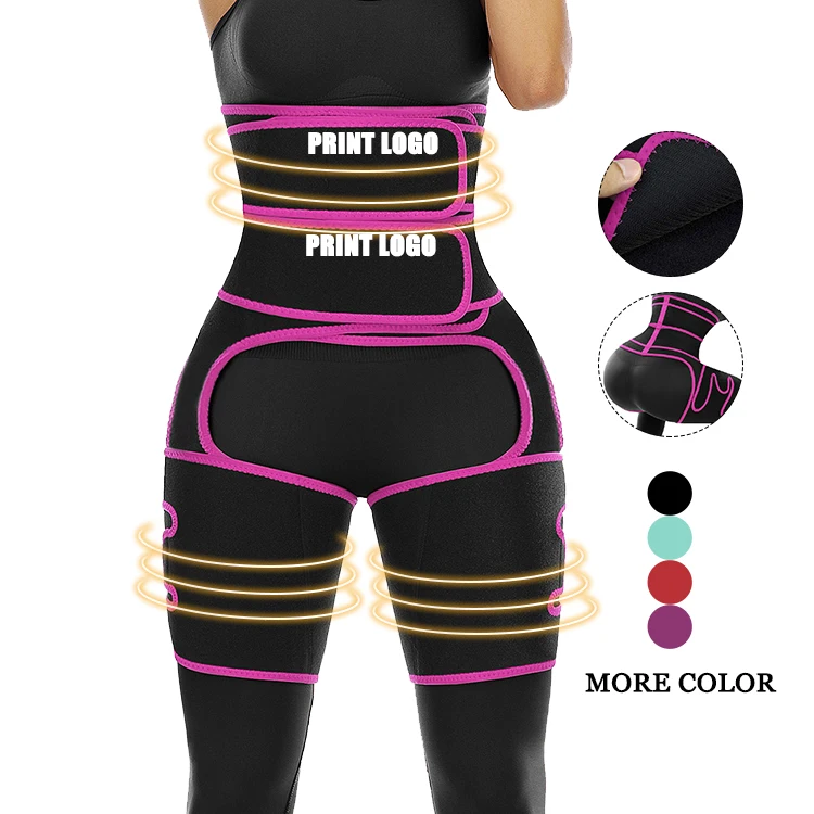 

Custom Logo In Stock Women Lose Weight Tummy Control 2 In 1 Neoprene Double Waist Trainer And Thigh Trimmer Shaper, As show