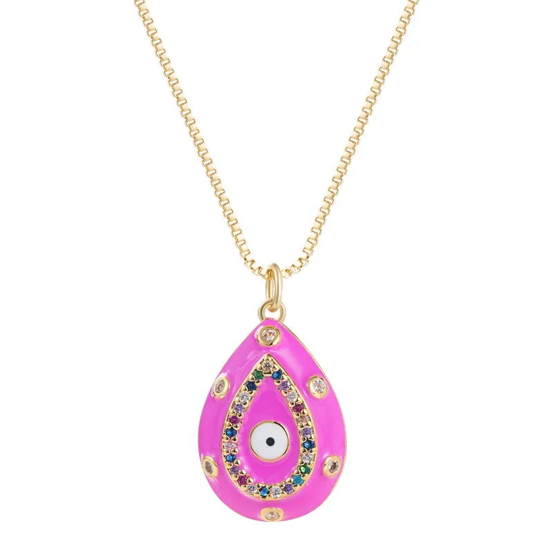 

Teardrop Evil Eye Pendant Necklace Bohemia Evil Eye lucky Charm Necklace For Women