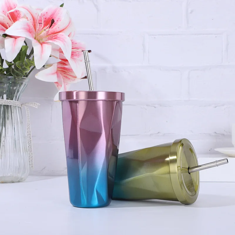 

2020 Hot Selling Travel Mug Double Wall Stainless Steel Coffee Mug Travel Mug With Straw Vacuum Flask, Black/white/pink/green