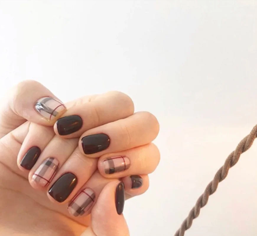 

YX015-YX028 Japanese Plaid Series Matte Matte Cartoon Nail Sticker