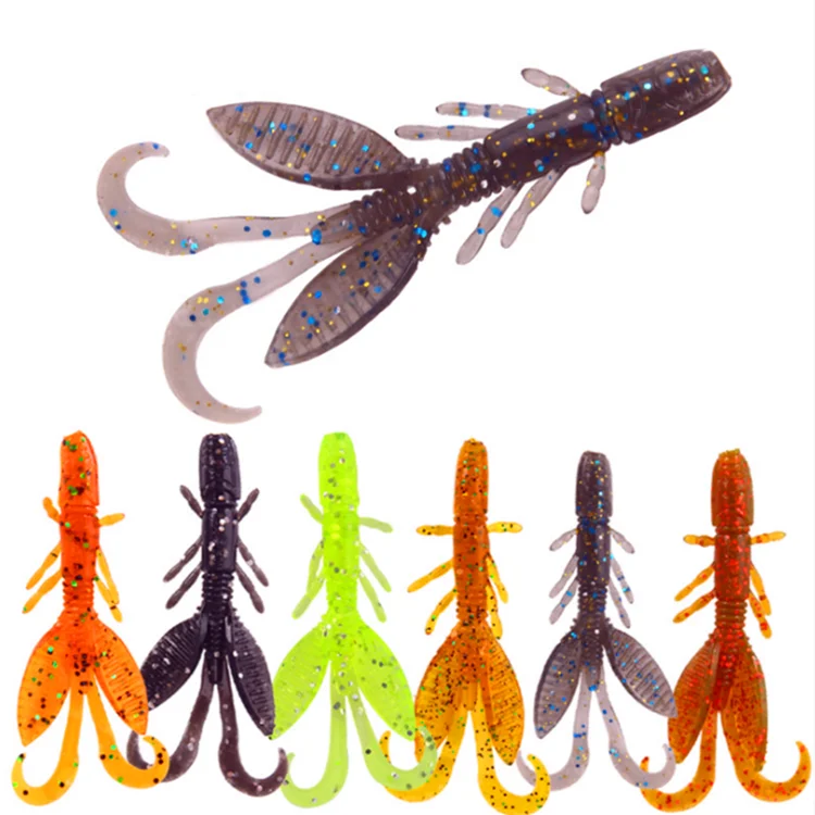 

12 pieces Worm Craws Shrimp Soft Bait 55mm 1.4g Smell With Salt Silicone Artificial Lures Jig Wobblers Bass Carp Pesca Fishing