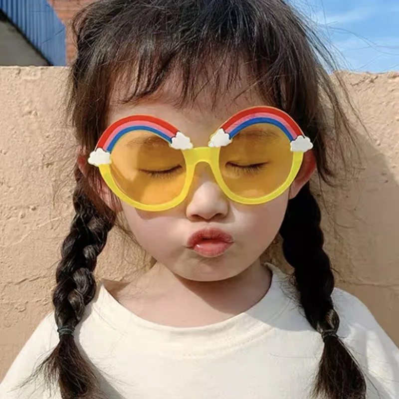 

MJ-0109 The New 2021 Han Edition Rainbow Children Round Glasses Fashion Cute Cartoon Kids Small Cute Sunglasses