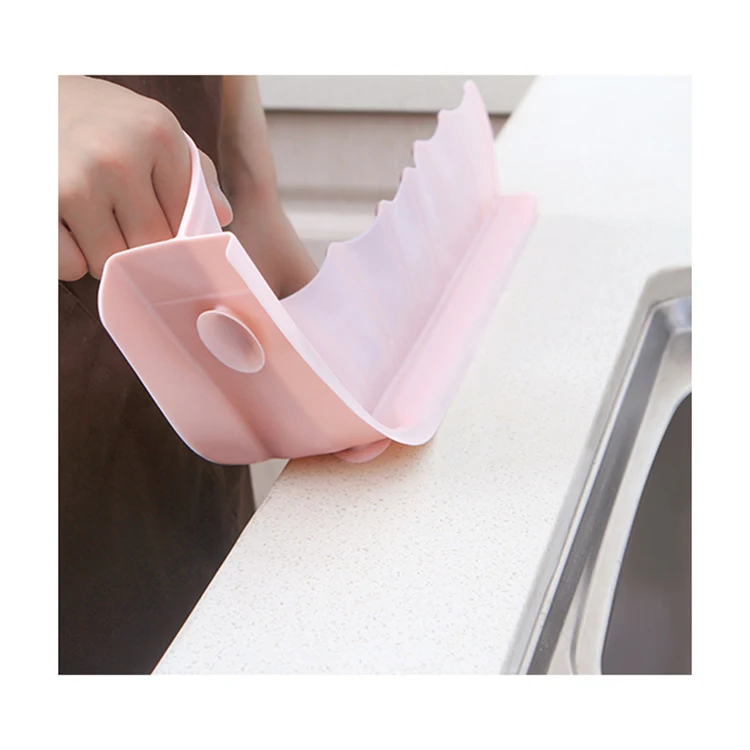 

Basin Silicone Sink Baffle Water Splash Guard Splashproof with Strong Sucker for Bathroom and Kitchen, Grey/blue / pink