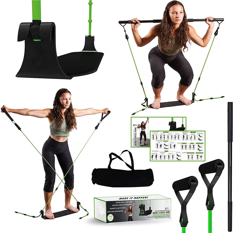 

Wellshow Sport Pilates Bar Kit Push Up Board Resistance Band Workout Board Exercise Yoga Fitness Home Workout Board Exercise, Green
