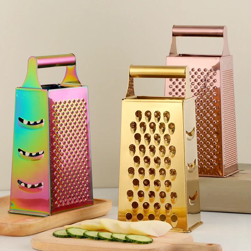 

High Quality Multifunctional Stainless Steel Multi Functions Kitchen Accessories Flat Food Grater, Silver/gold/rose gold/rainbow no.0/rainbow no.3
