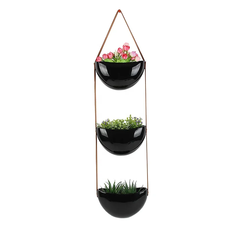 

Ceramic Wall Hanging Planter 3 Tier Succulent Herb Planter for Indoor Plants
