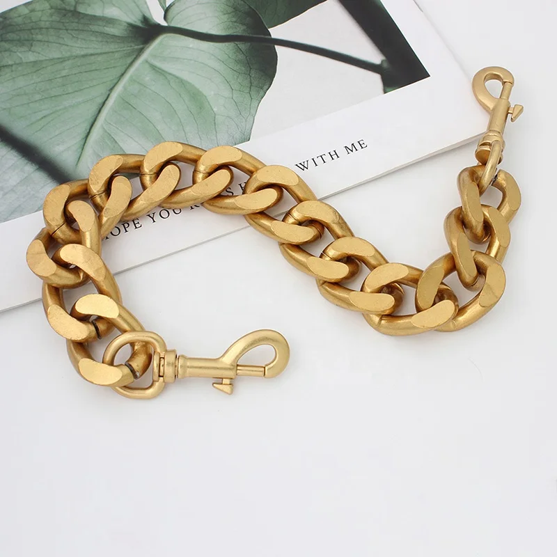 

Nolvo World Satin gold 25mm width fashionable bag accessories metal aluminum chain hardware decorative strap bag chain