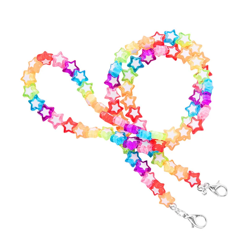 

Kids Resin Acrylic Lanyard Anti-lost Masking Chain Holder Beaded Stars Chains For Face Masking, Picture